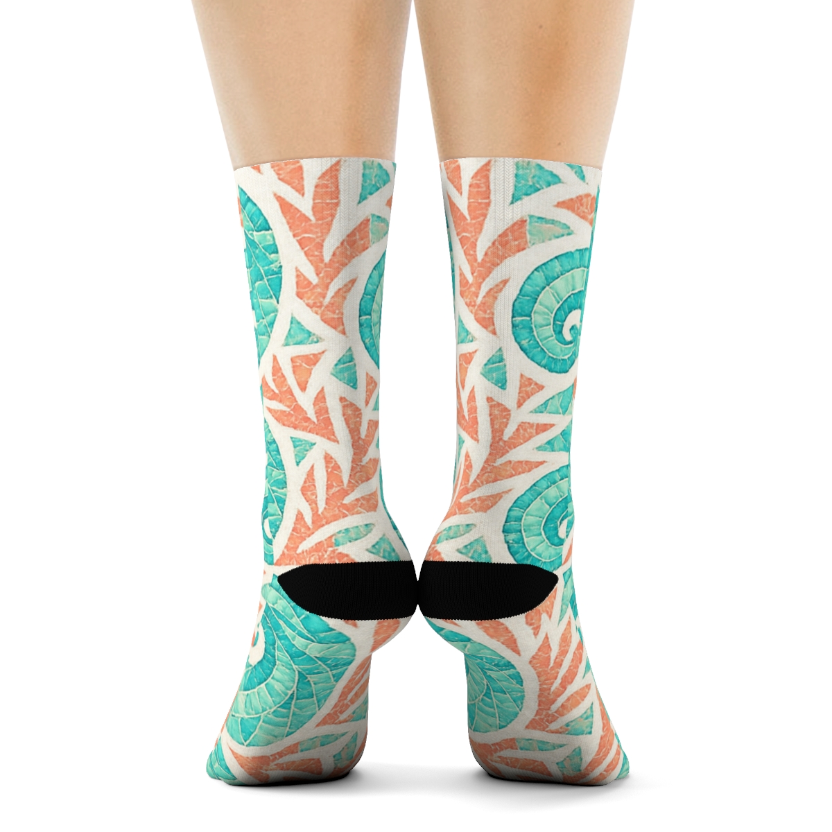 Sunlit Reef Swell Mosaic personalized crew socks