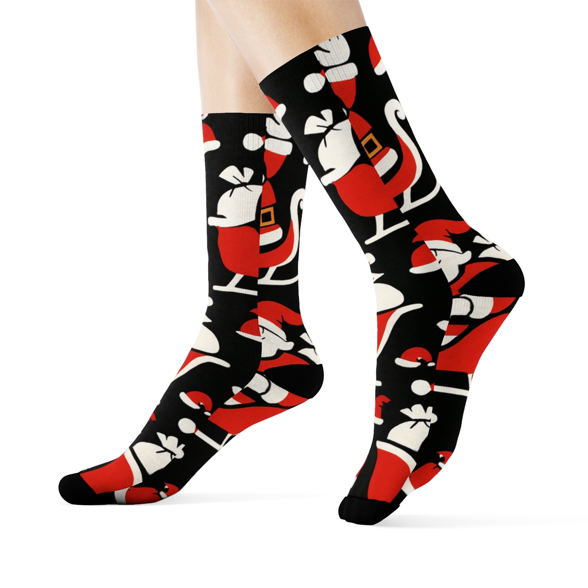 Sleigh Silhouette Array With Santa personalized crew socks