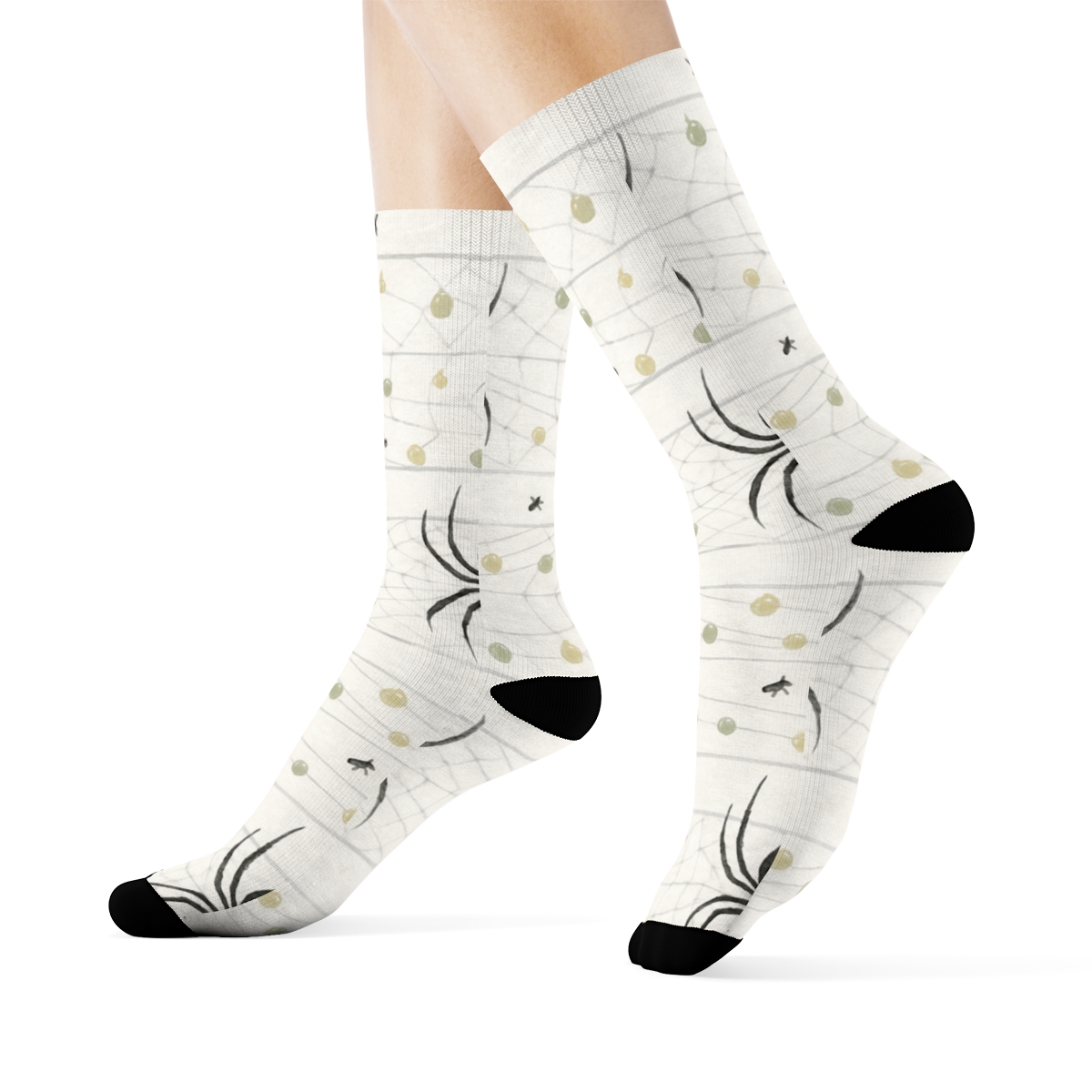 Botanical Calm With Spider Dewdrop Bands stylish athletic crew socks