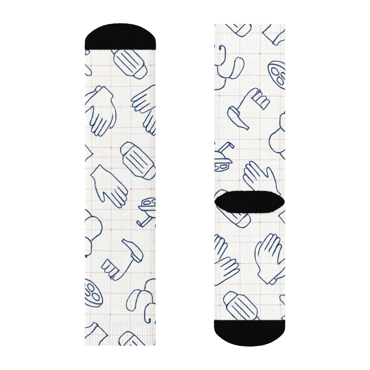 Sterile Blueprint Pattern With Surgeon Icons stylish athletic crew socks