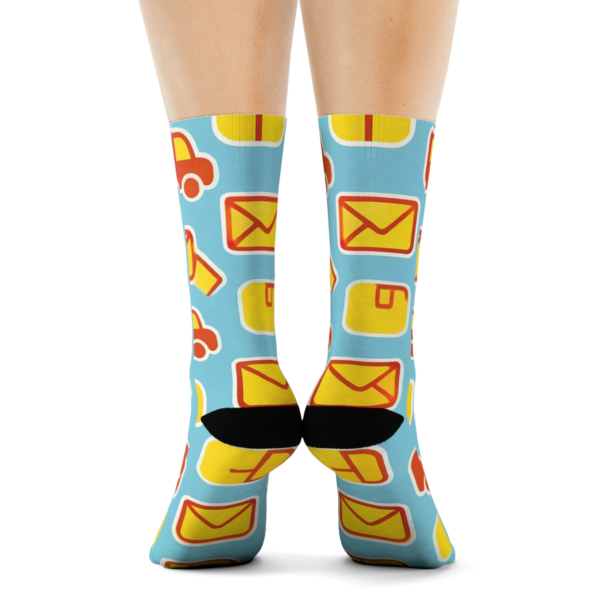 Envelope Drift Grid With Mail Carrier trendy patterned crew socks