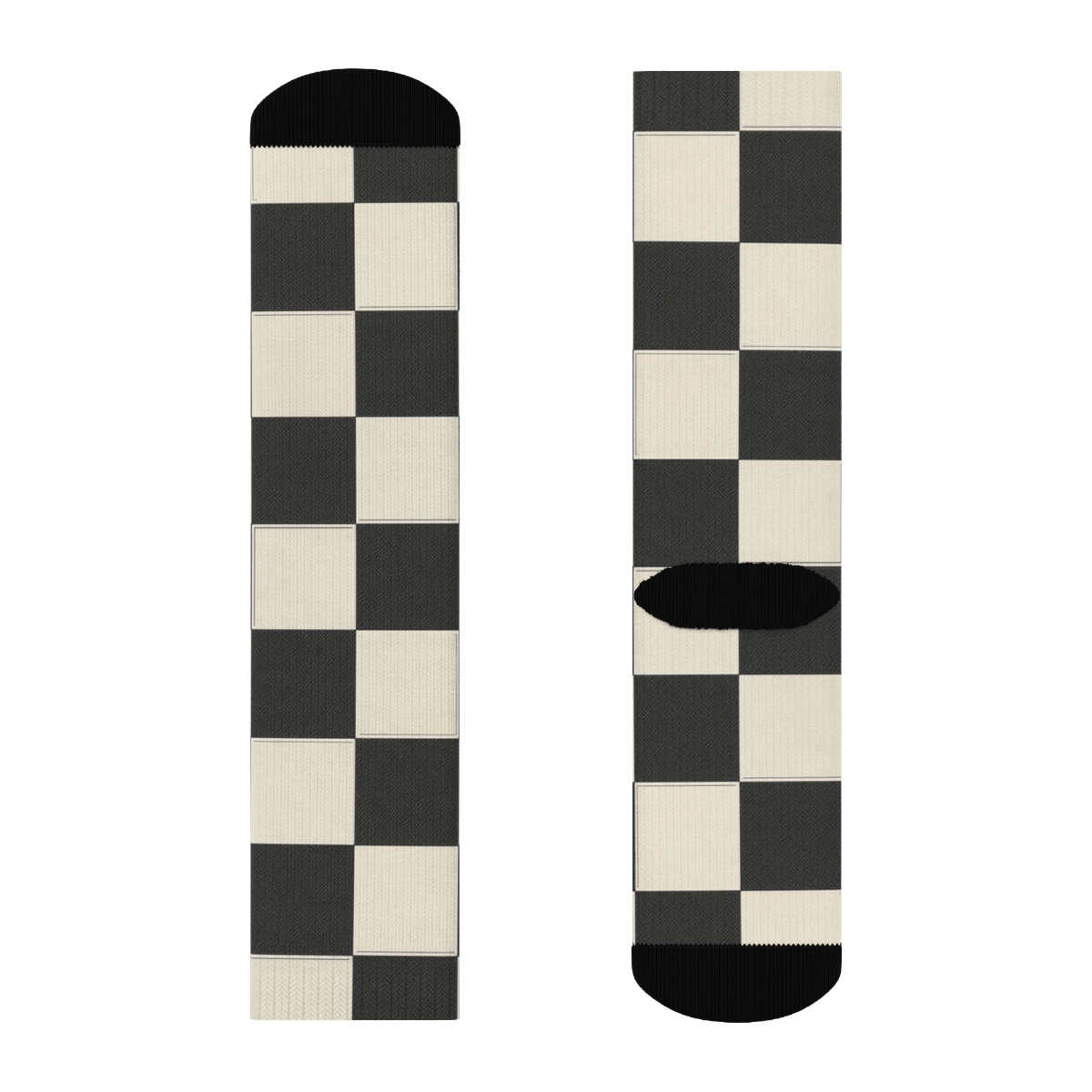 Graphite And Ivory Offset Checkerboard With Micro Herringbone Fills unique graphic crew socks