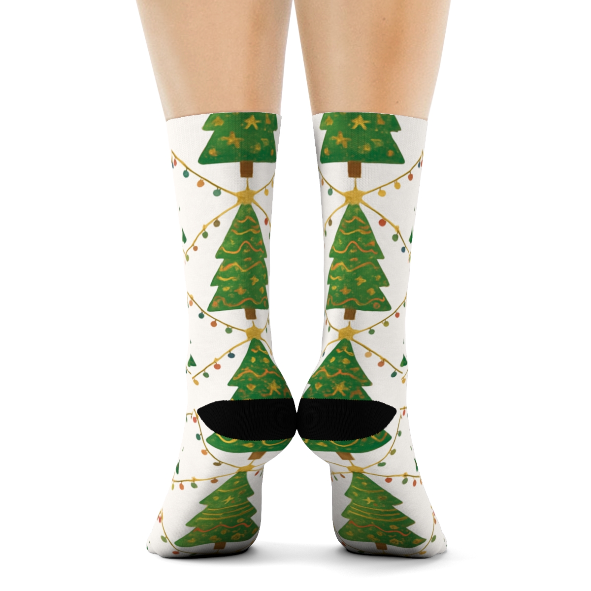 Holiday Tree Lattice Wrap stylish athletic crew socks