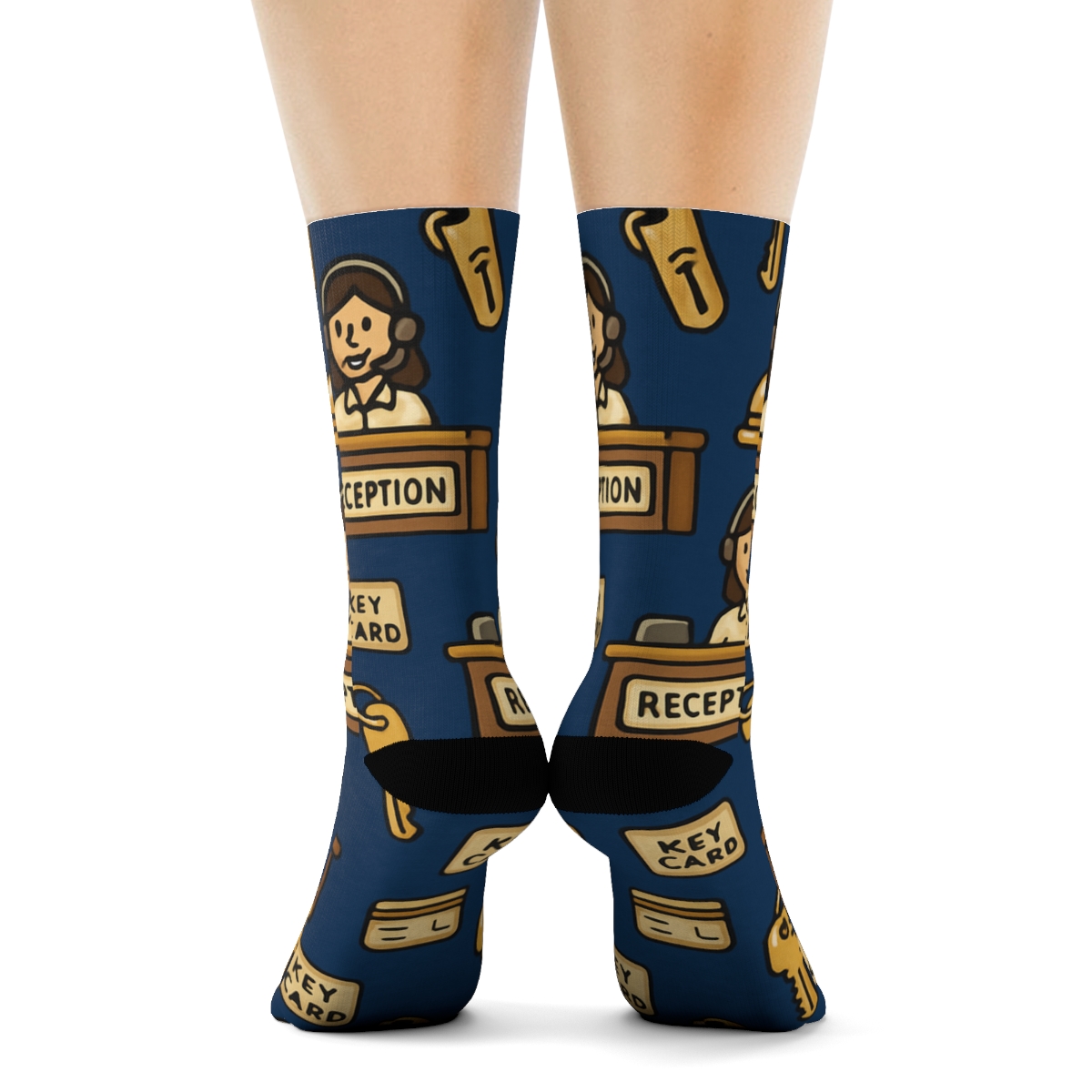 Lobby Keys Grid With Hotel Receptionist Harmony stylish athletic crew socks