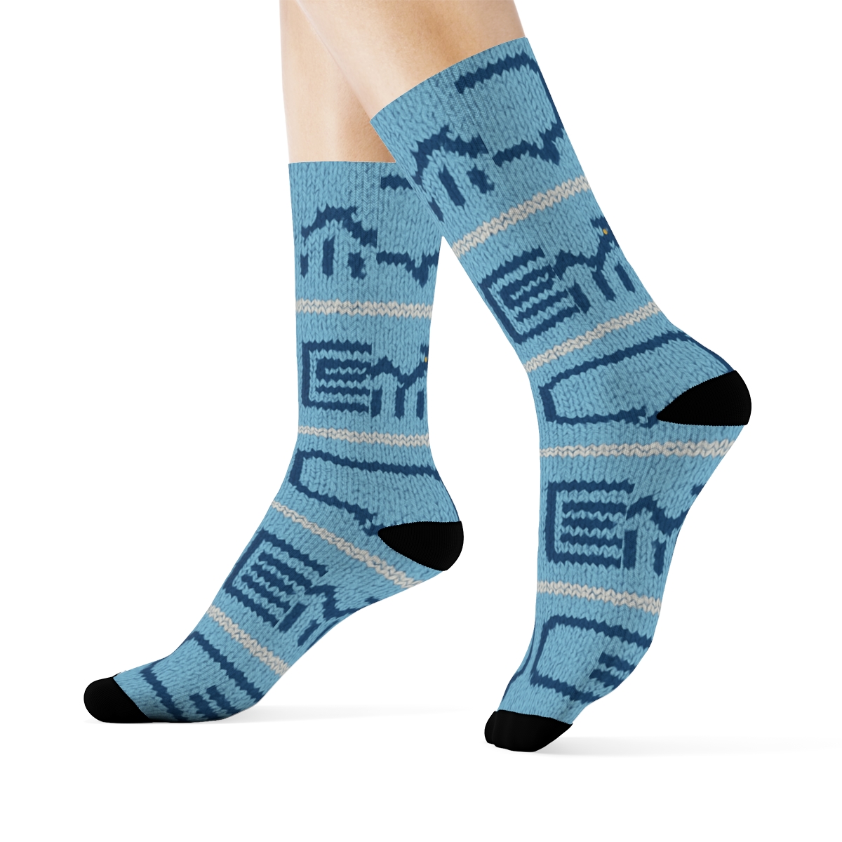 Salesperson Knit Illusion Pitch Stripe designer printed crew socks