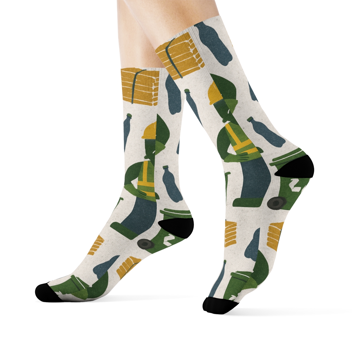 Industrial Collage Parade For The Recycling Plant Worker unique graphic crew socks