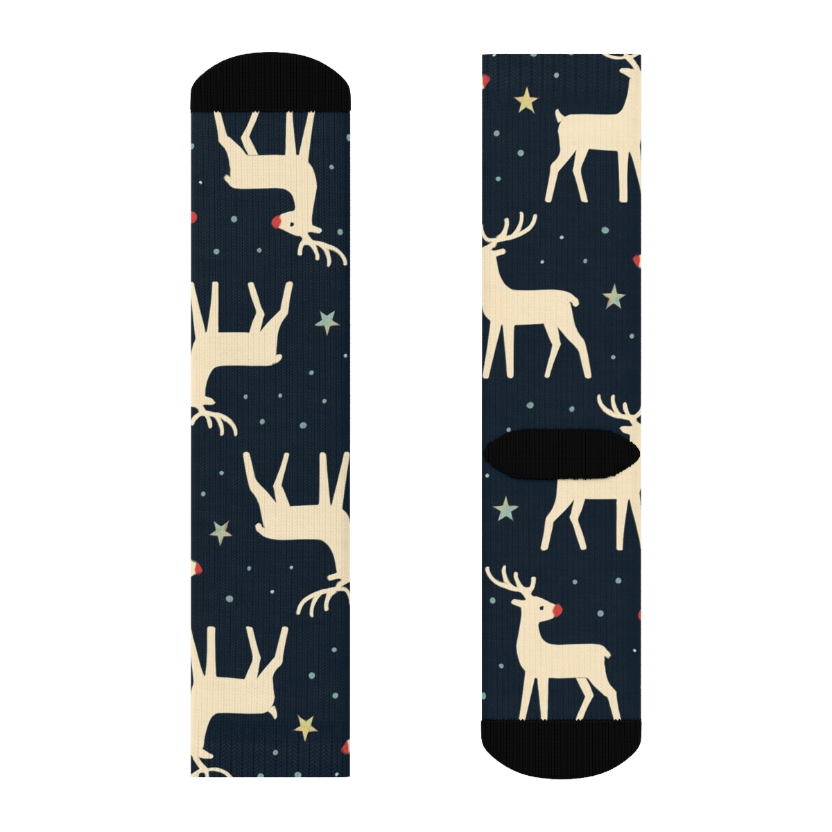 Scarlet Nose Starfield Pattern Rudolph stylish athletic crew socks