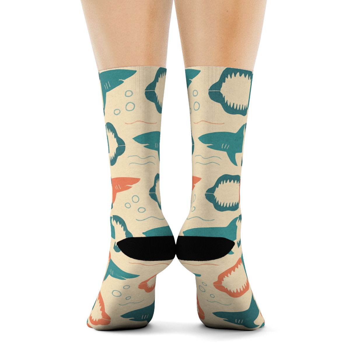 Vintage Marine Poster Look Shark-Grid Parade stylish athletic crew socks