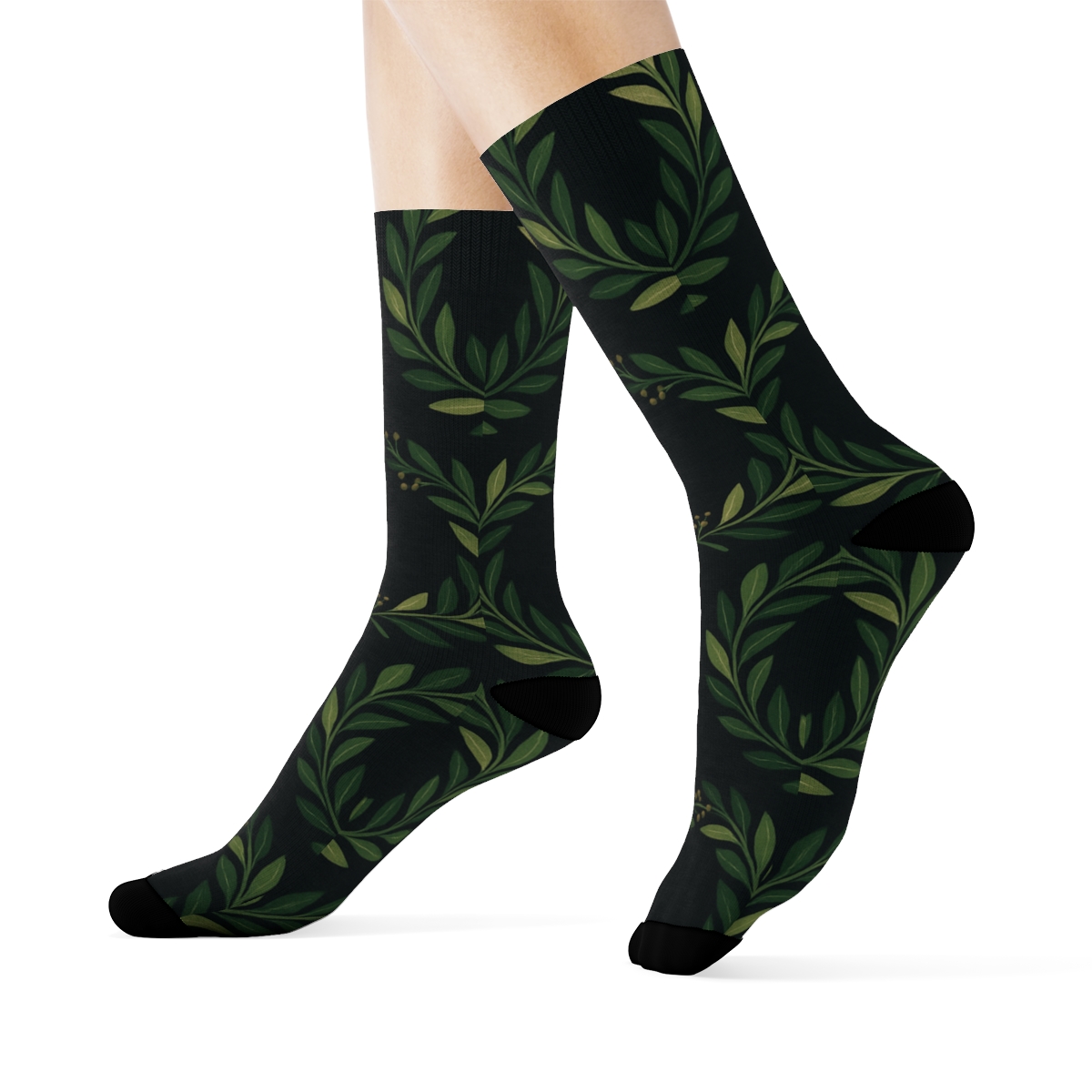 Wreath-Inspired Laurel Ring Constellation Pattern unique graphic crew socks