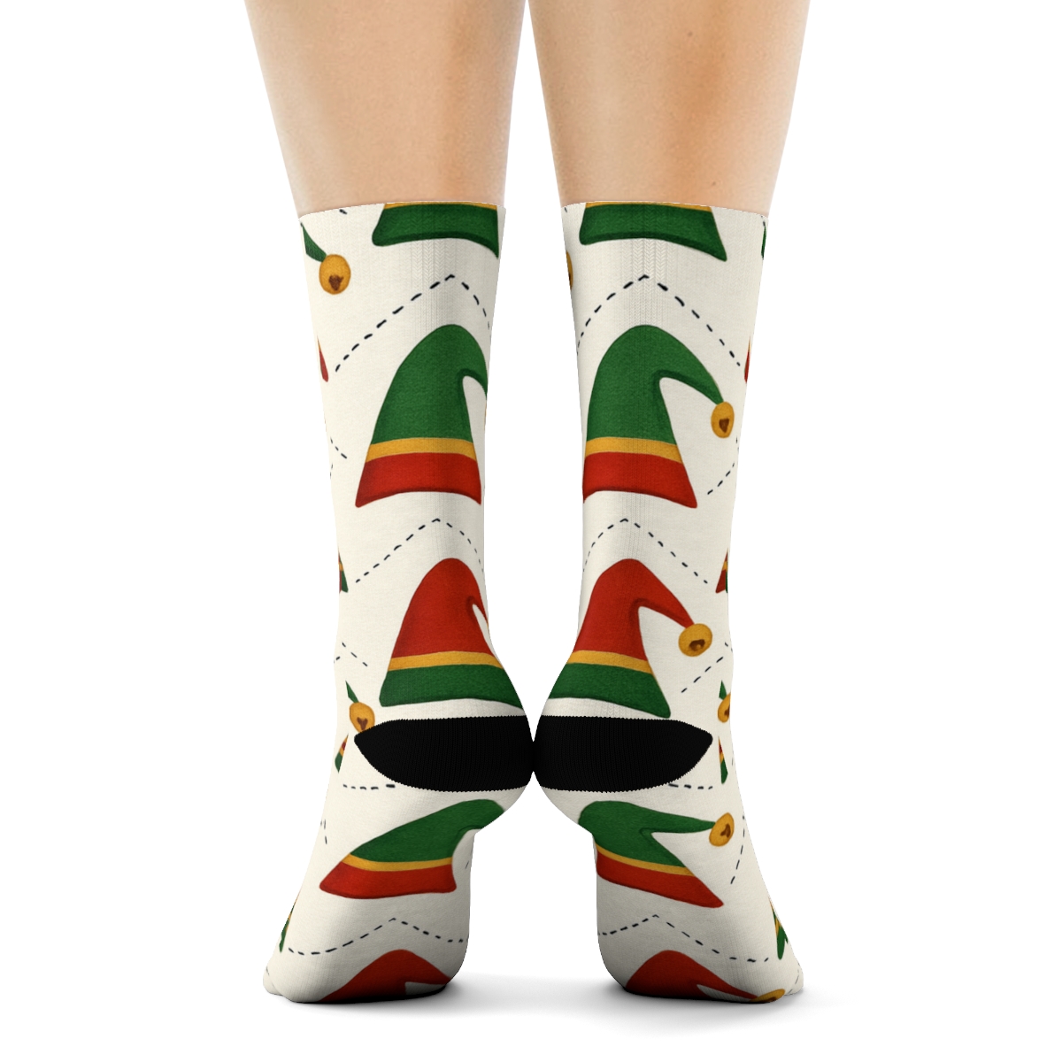 Xmas Elf Hat Chevron Rhythm premium sports crew socks