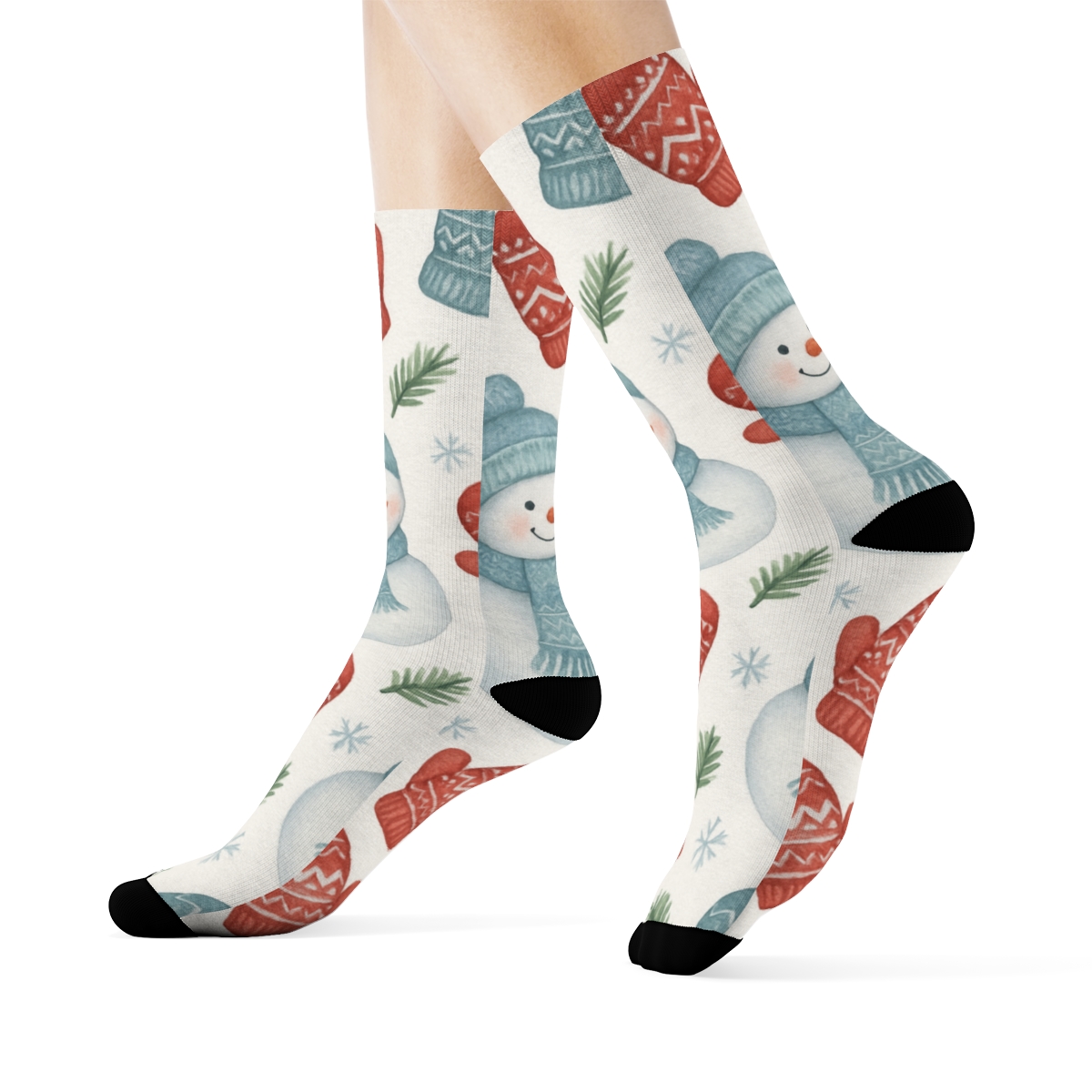 Winter Mittens And Snowmen Xmas Scatter personalized crew socks