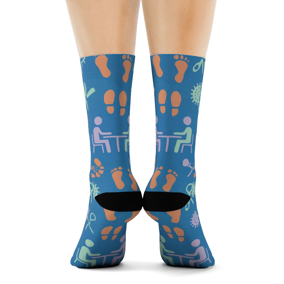 Therapy Session Icons In Occupational Therapist Tessellation comfortable cotton crew socks