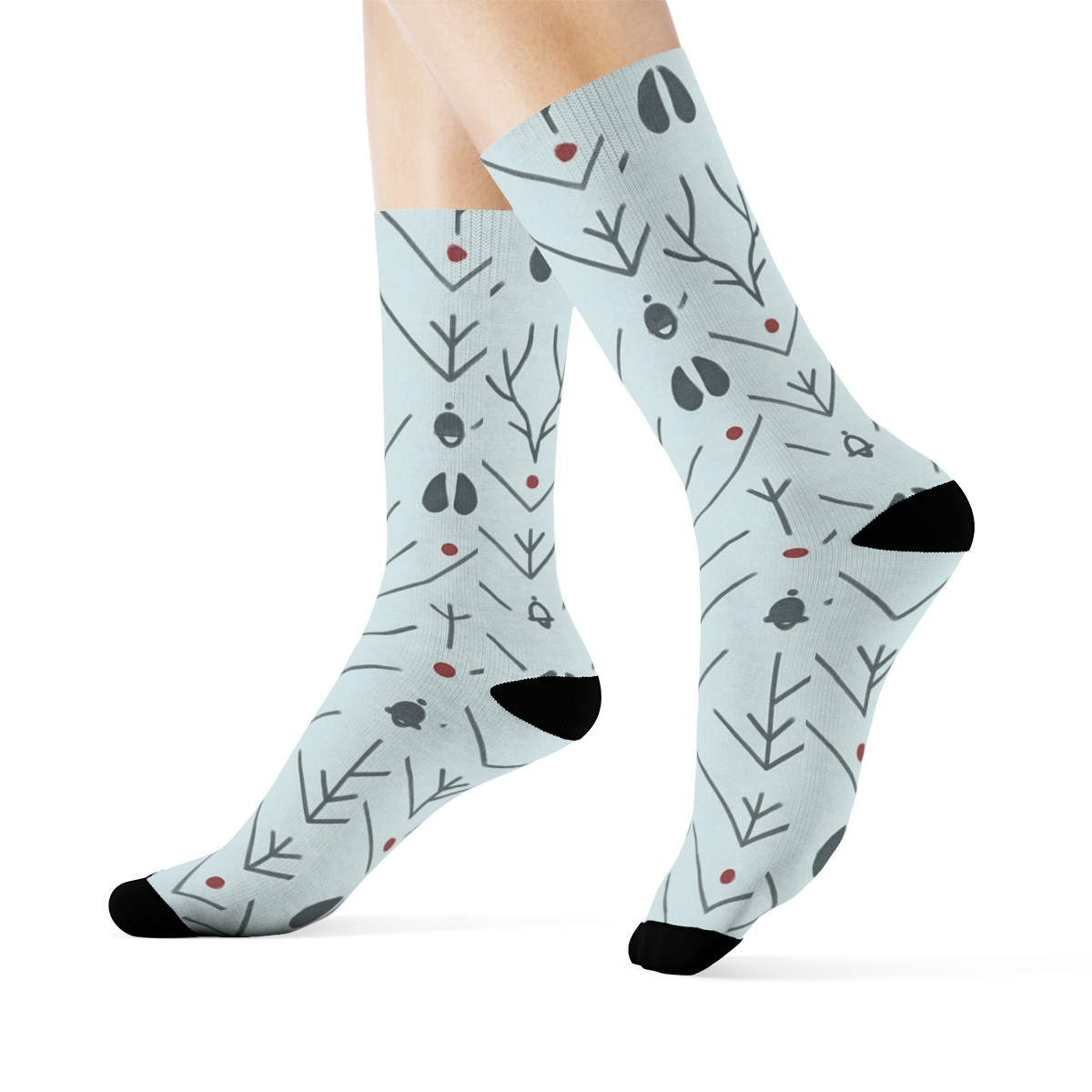 Hoofprint Chevron On Icy Blue Background, Reindeer premium sports crew socks