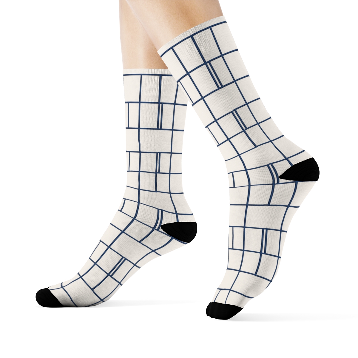 Linear Echo Grid comfortable cotton crew socks