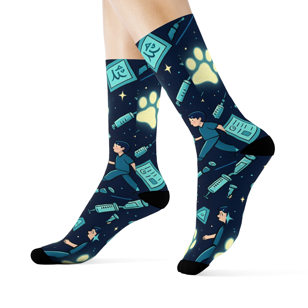 Veterinary Technician Night Shift Paw Constellation premium sports crew socks