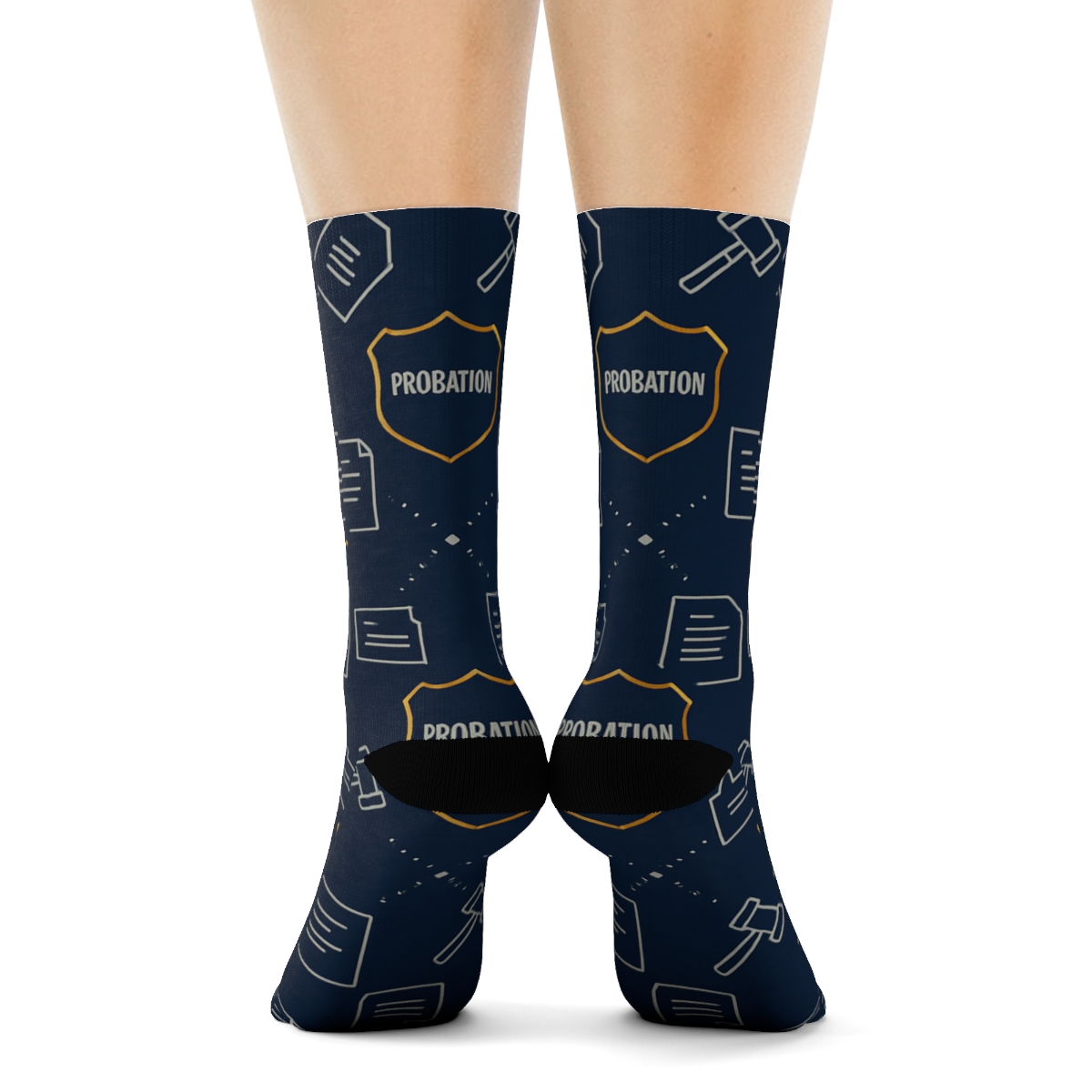 Probation Officer Badge Lattice In Community Blues designer printed crew socks
