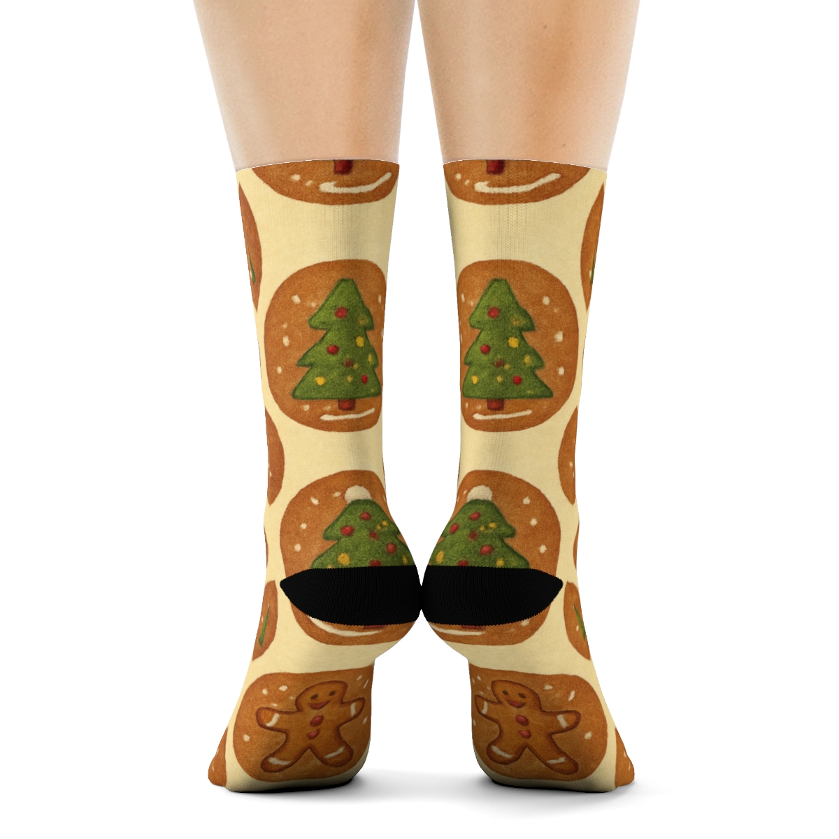 Gingerbread Village Xmas Carousel stylish athletic crew socks