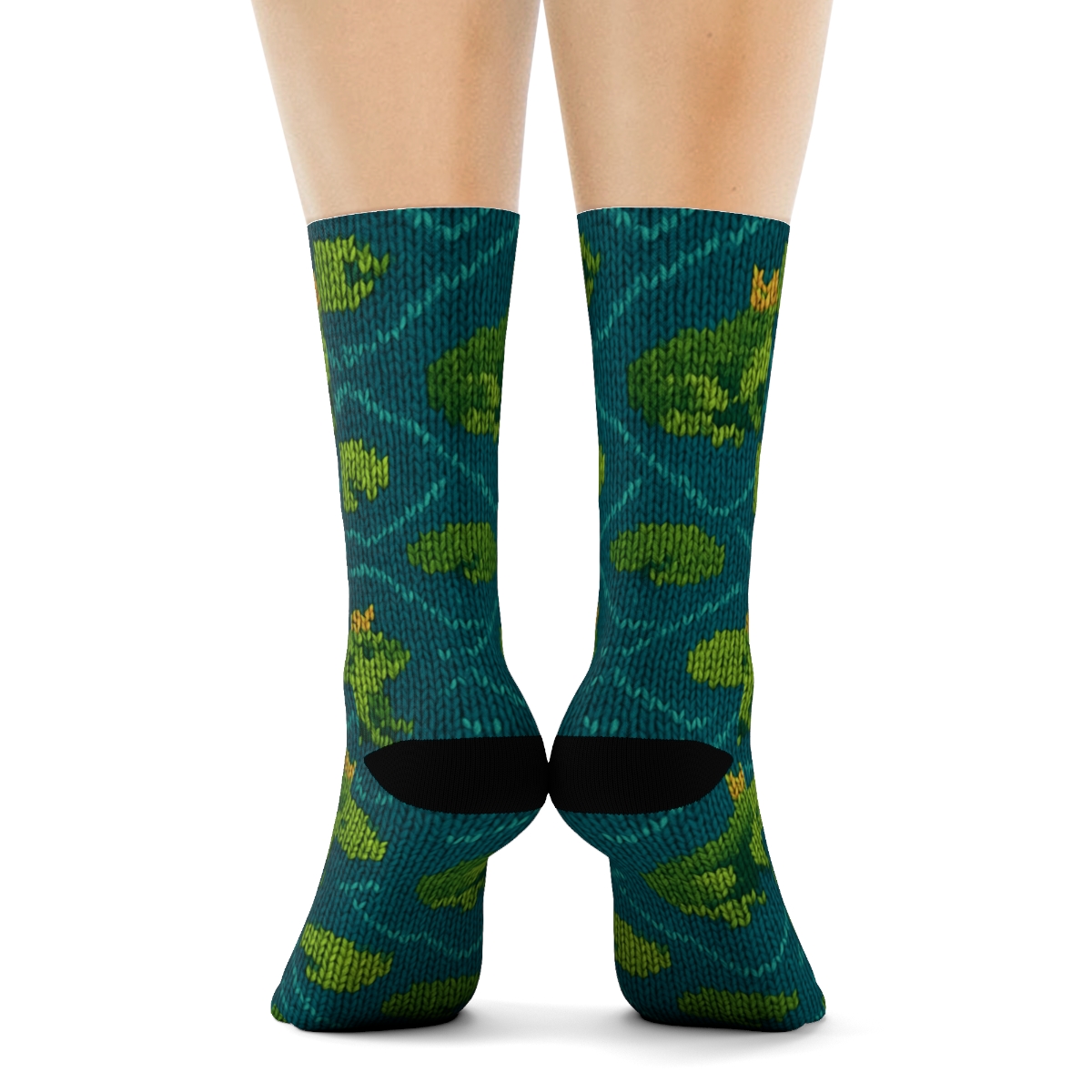 Pond Rhythm With Frog Crowns comfortable cotton crew socks