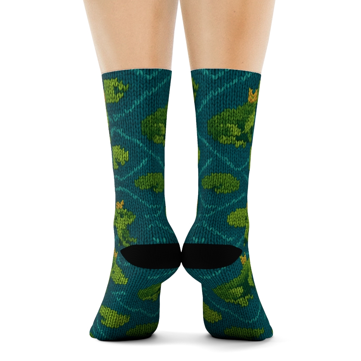 Pond Rhythm With Frog Crowns comfortable cotton crew socks