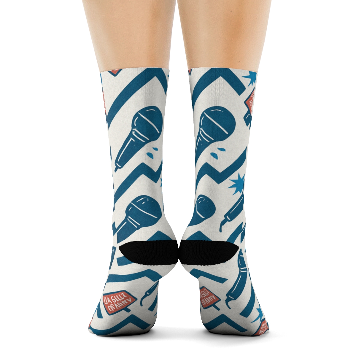 Microphone Chevron In Reporter Chic personalized crew socks