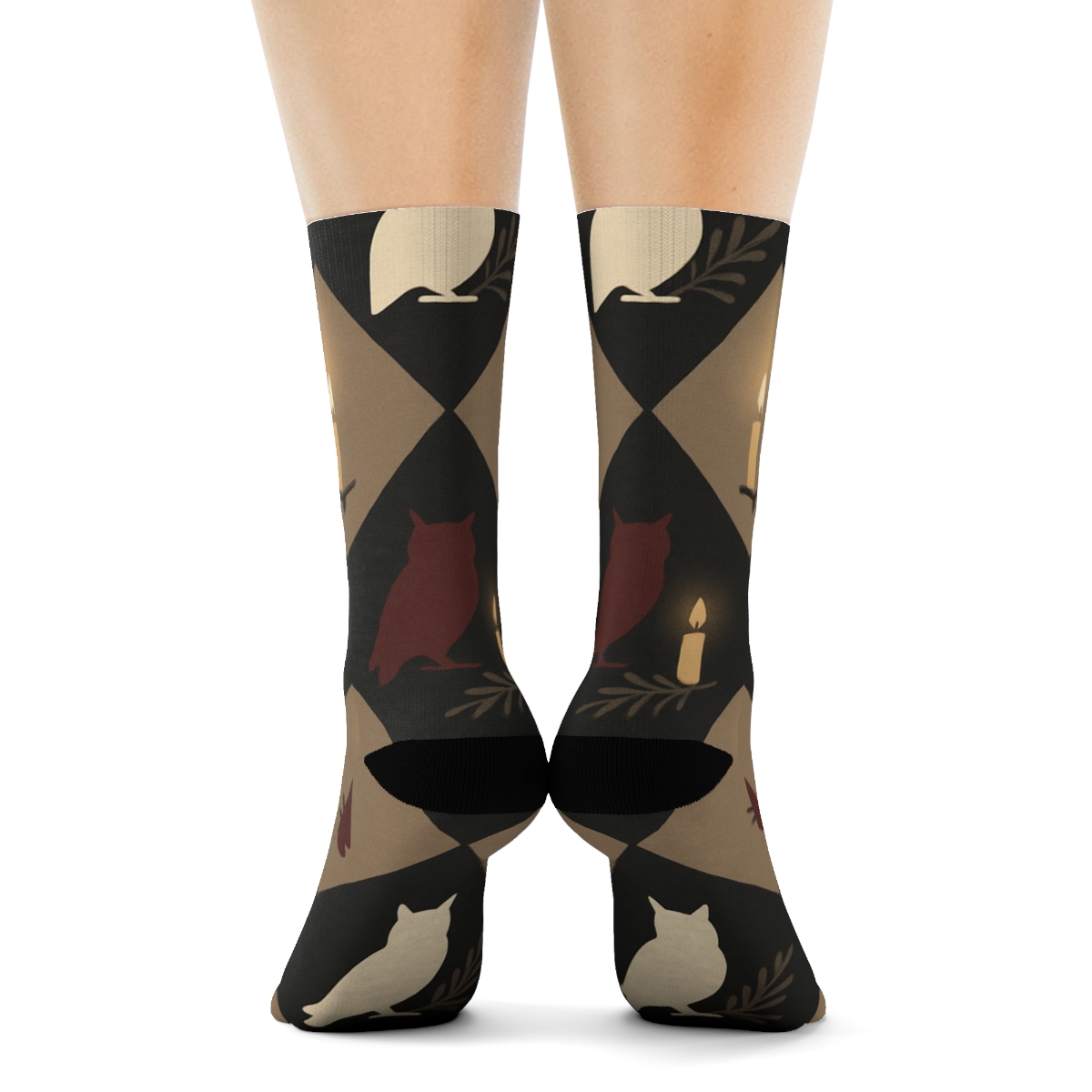 Owl Candlelight Lattice soft everyday crew socks