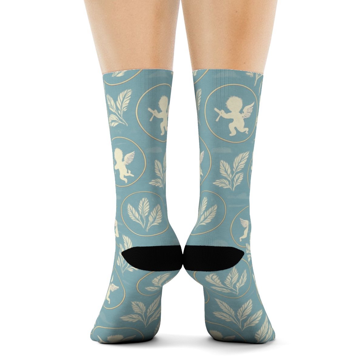Halo Lattice With Angel Cherubs stylish athletic crew socks