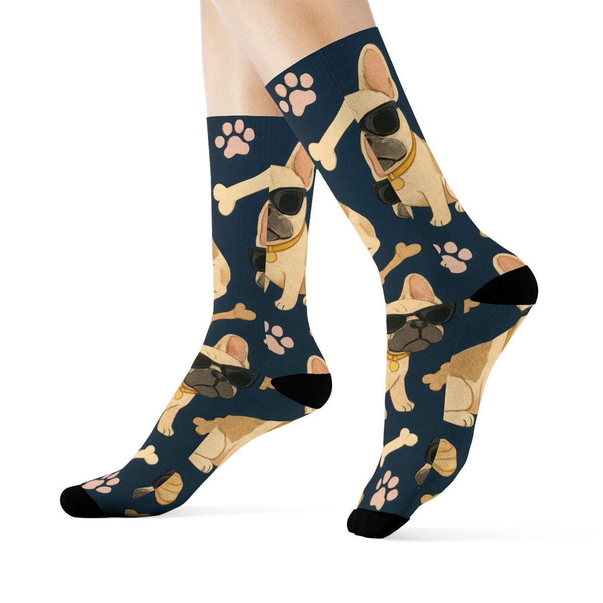 Pastel Bulldog Collage Constellation Scatter custom crew socks