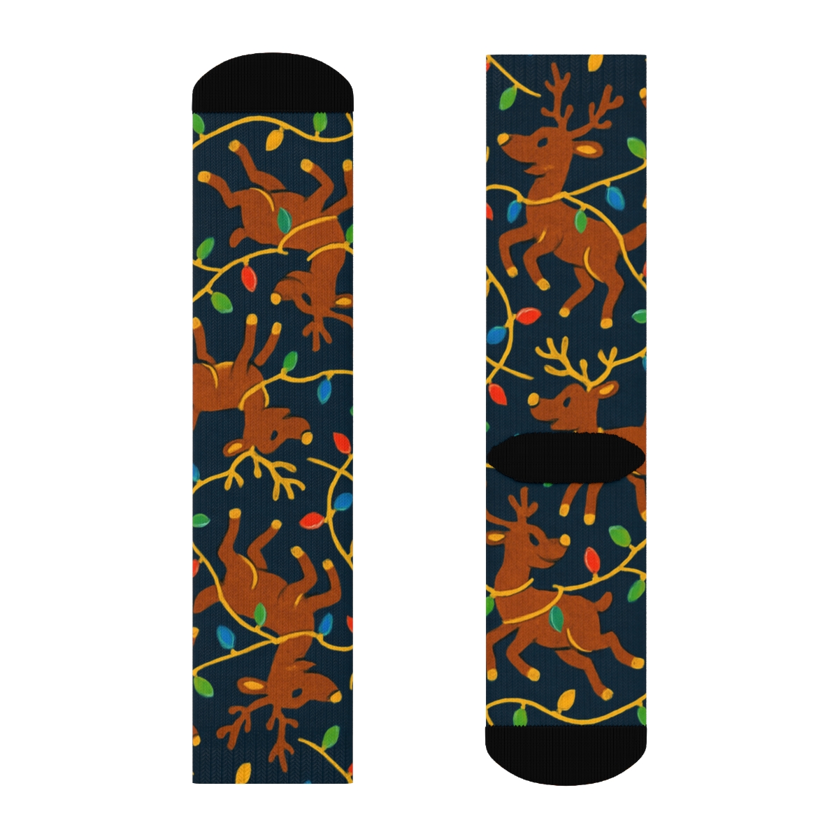 Reindeer With Lights Garland Xmas soft everyday crew socks