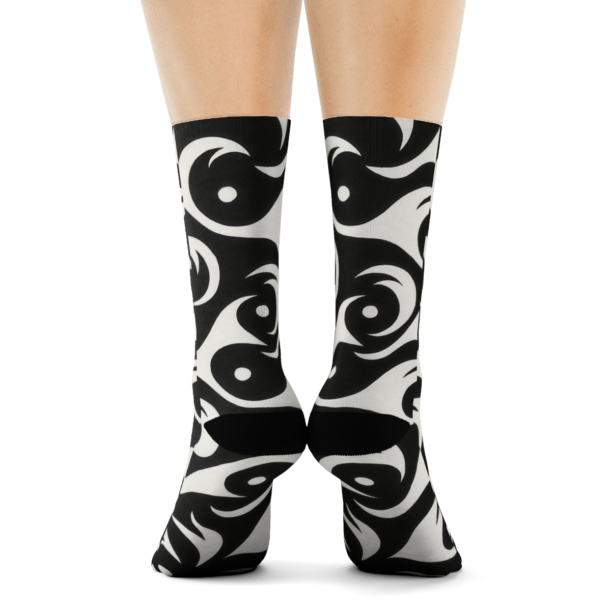 Kinetic Taijitu Wave Lattice designer printed crew socks