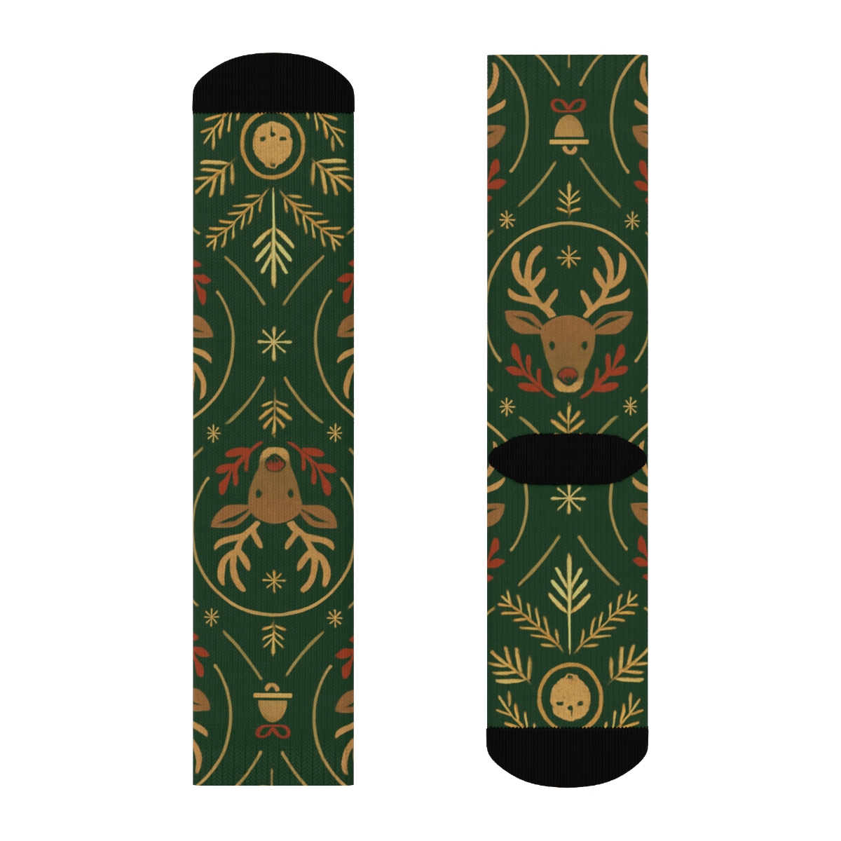 Scandinavian Folk Reindeer Medallion Lattice custom crew socks