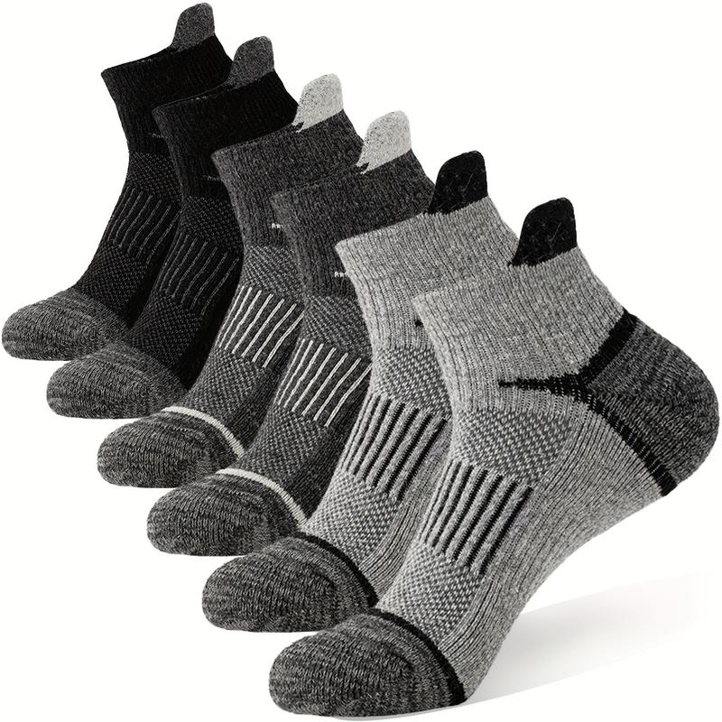 Pack of 6 Merino Wool Low Cut Cushioned Performance Socks for Men