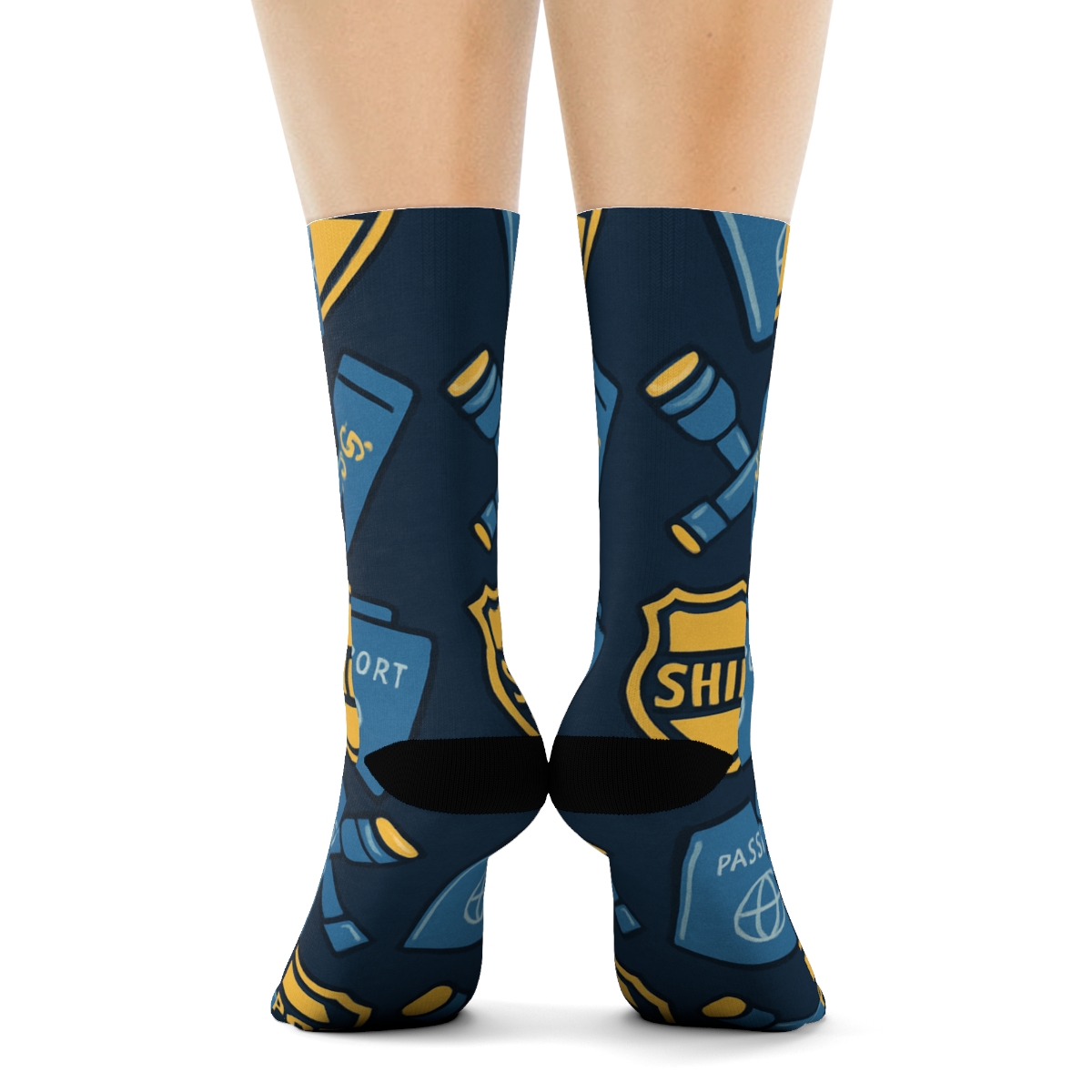 Customs Officer Night Shift Badge Lattice unique graphic crew socks