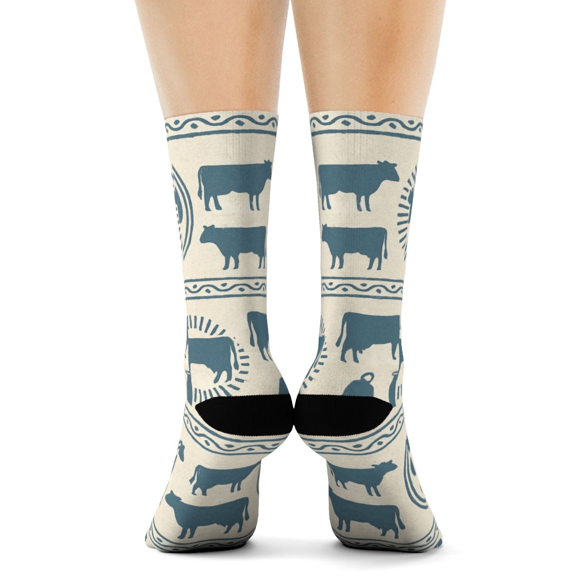 Retro Dairy Label Repeat stylish athletic crew socks