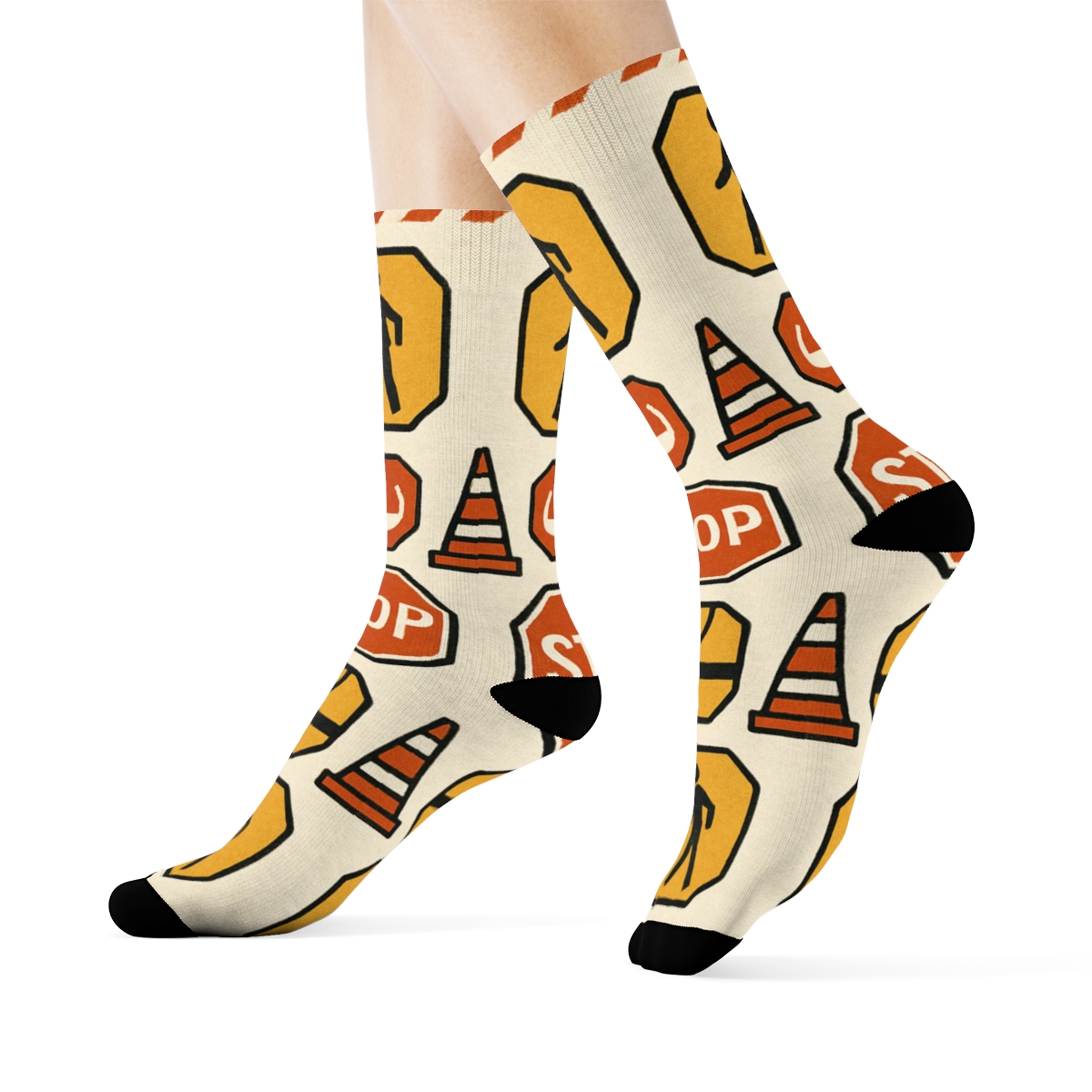 Vintage Street Poster Repeat With Crossing Guard Icons custom crew socks