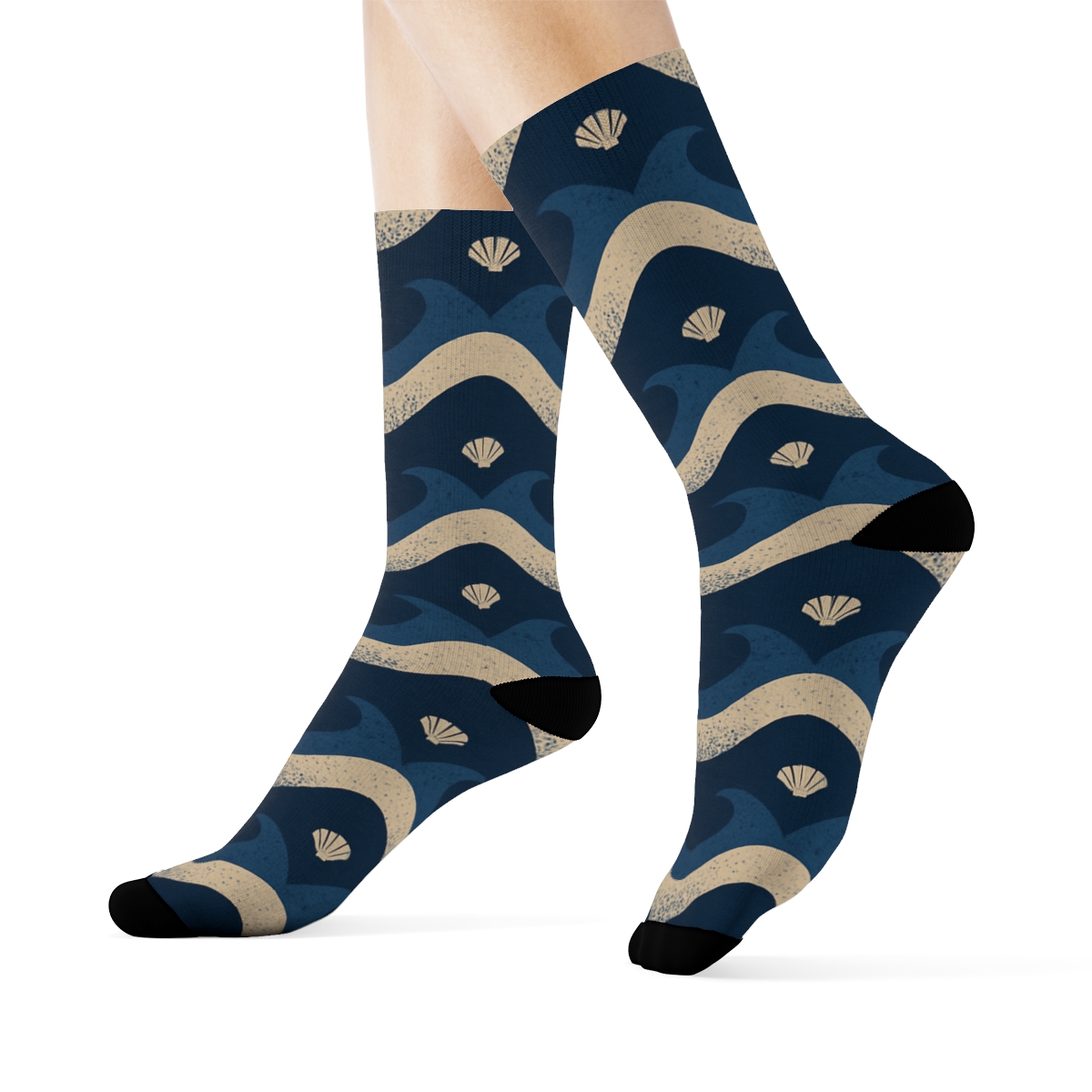 Tidal Chevron Wave Grid custom crew socks