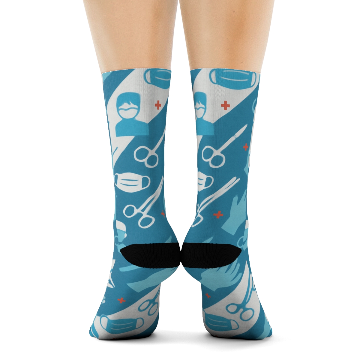 Operating Room Rhythm With Surgeon Motifs unique graphic crew socks