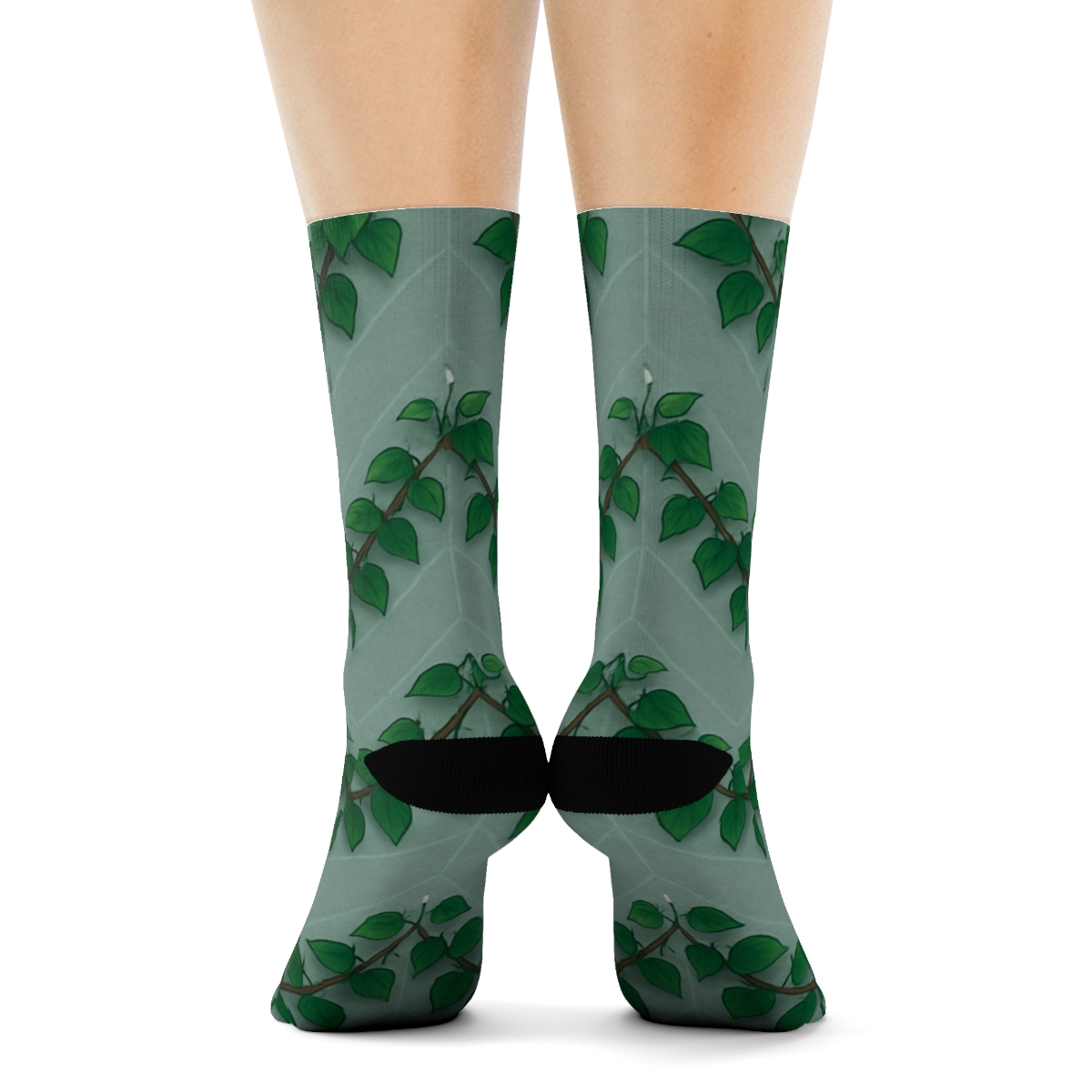 Tendril Chevron Trellis On Stone Gray trendy patterned crew socks