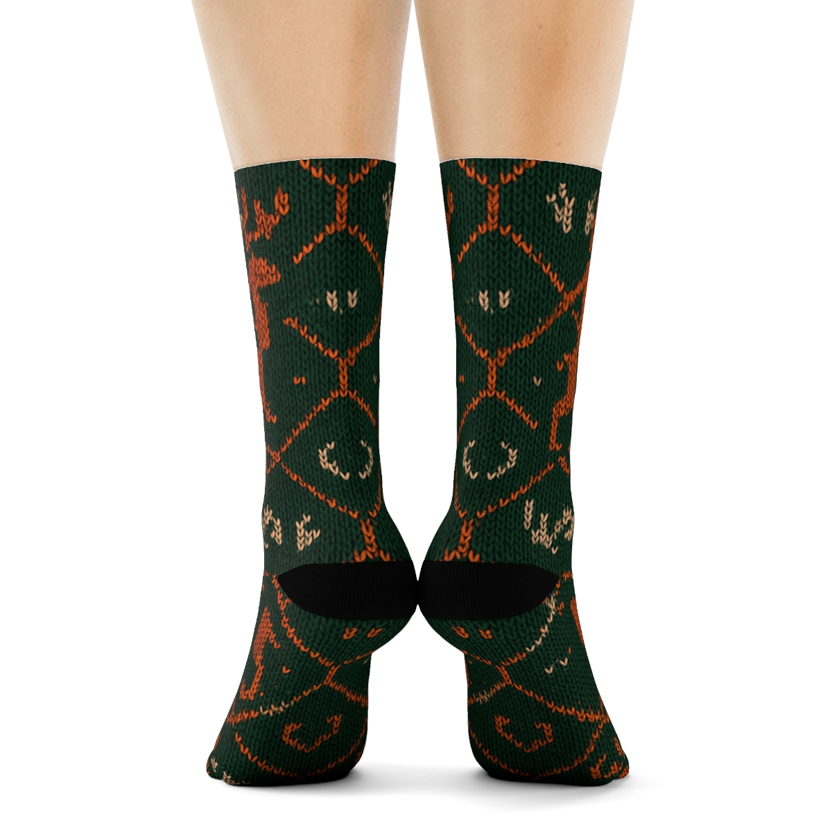 Knitted Winter Geometry Deer Pattern premium sports crew socks