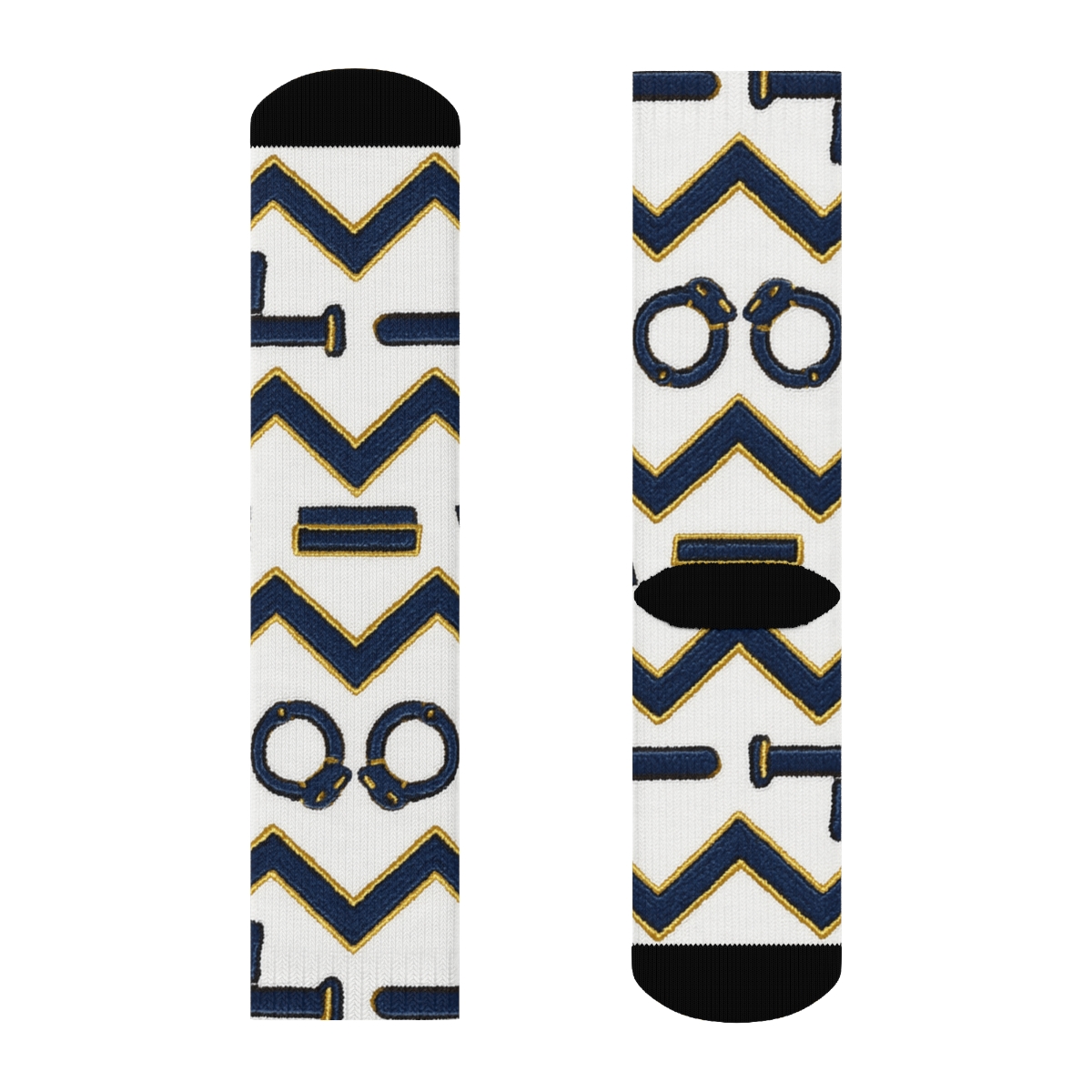 Police Officer Chevron Band Tapestry designer printed crew socks