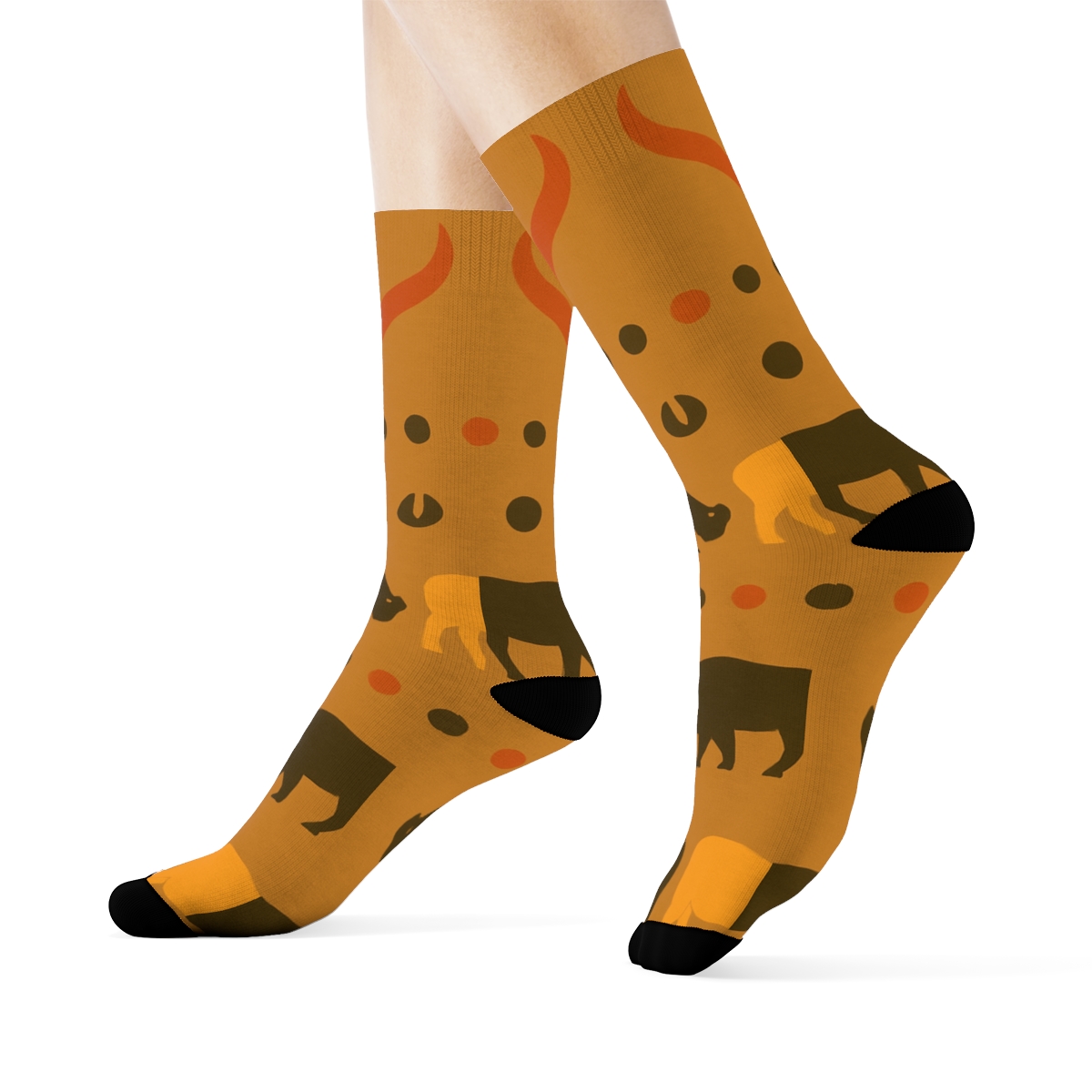 Sunset Prairie Bands With Horns And Bison personalized crew socks