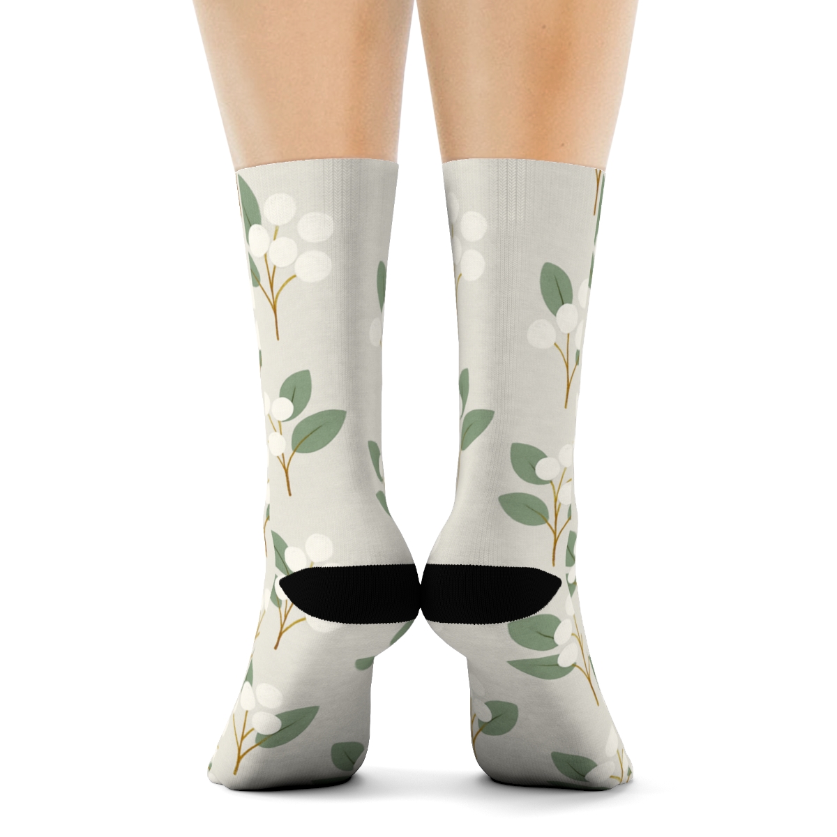 Clustered White Berries Array Mistletoe Edition soft everyday crew socks