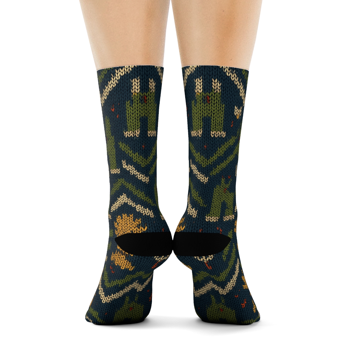 Wheat Chevron Farmer Stitchwork Illusion soft everyday crew socks