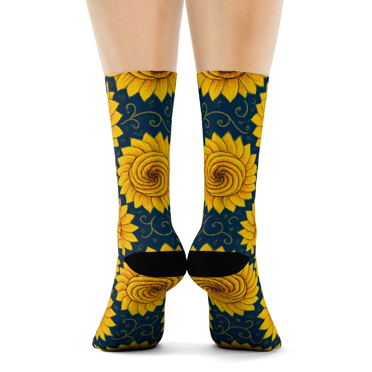 Sunflower Spiral Tessellation custom crew socks
