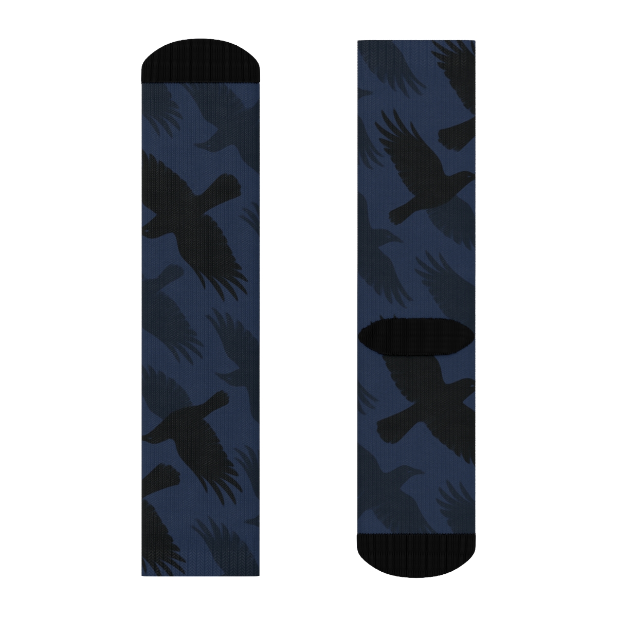 Midnight Crow Flight Silhouette On Deep Indigo stylish athletic crew socks