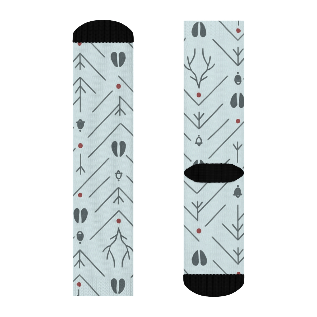 Hoofprint Chevron On Icy Blue Background, Reindeer premium sports crew socks