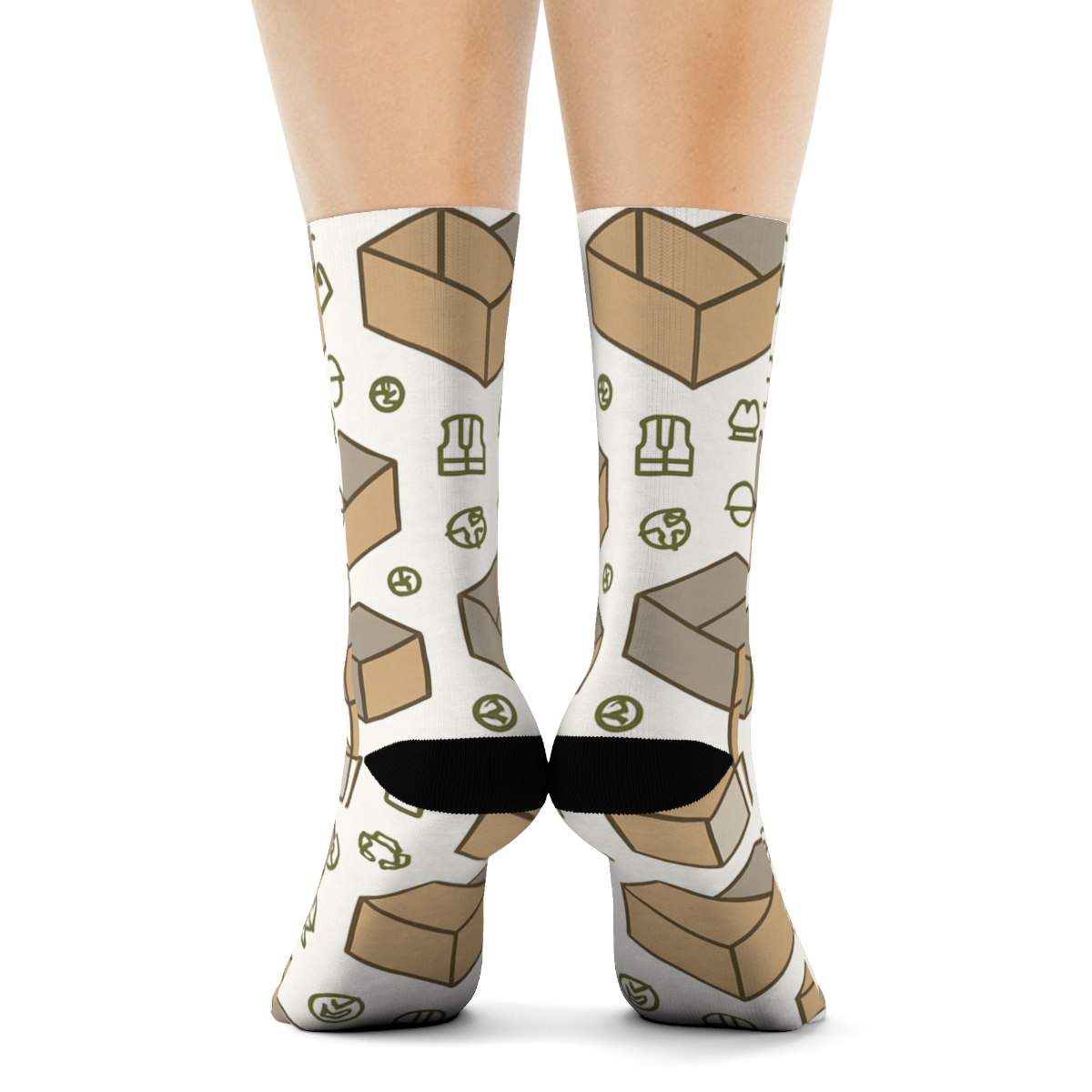 Cardboard Chevron With Recycling Plant Worker Icons stylish athletic crew socks