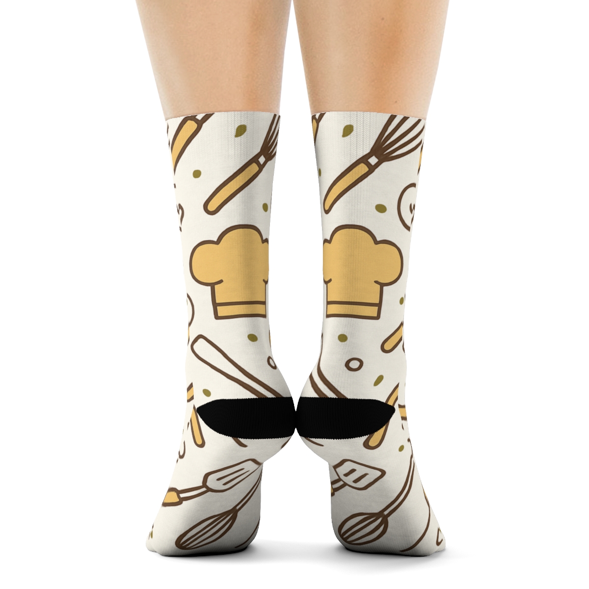 Chef Hat Lattice Pattern For Cook designer printed crew socks