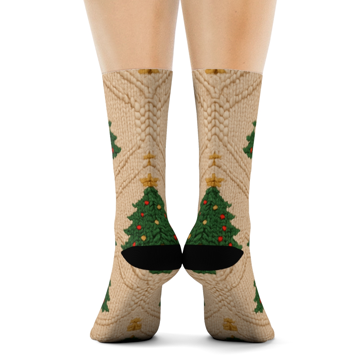 Knitted Garland Lattice Christmas Tree Pattern personalized crew socks