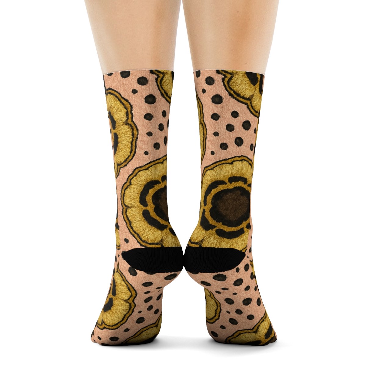 Blush Gold Rosette Medallion Mirror custom crew socks