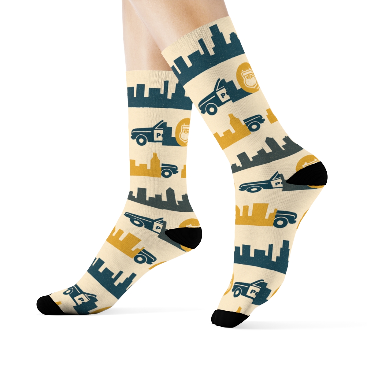City Patrol Strip Police-Officer Mosaic trendy patterned crew socks